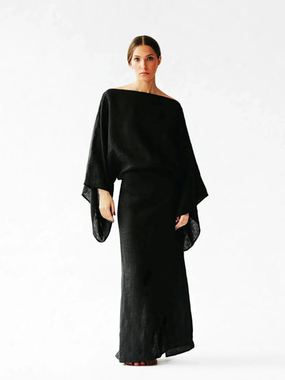 Gianna - Kimono Midi Dress Black