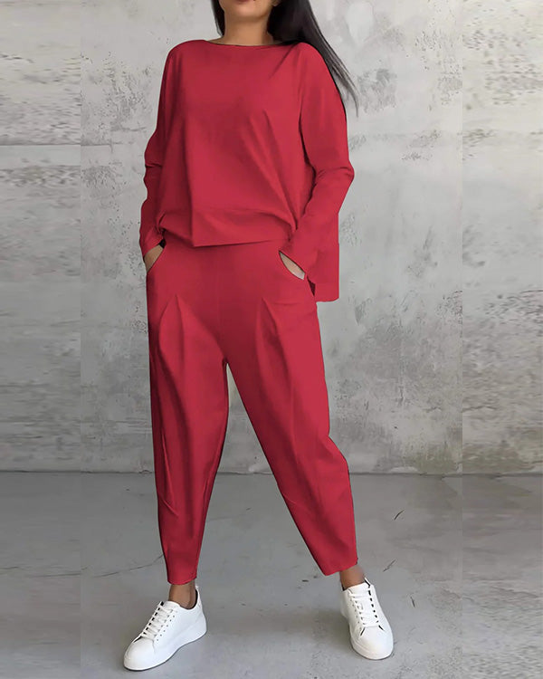 Clidress Suit Stlye T-shirt & Pencil Pant 2 Piece Set
