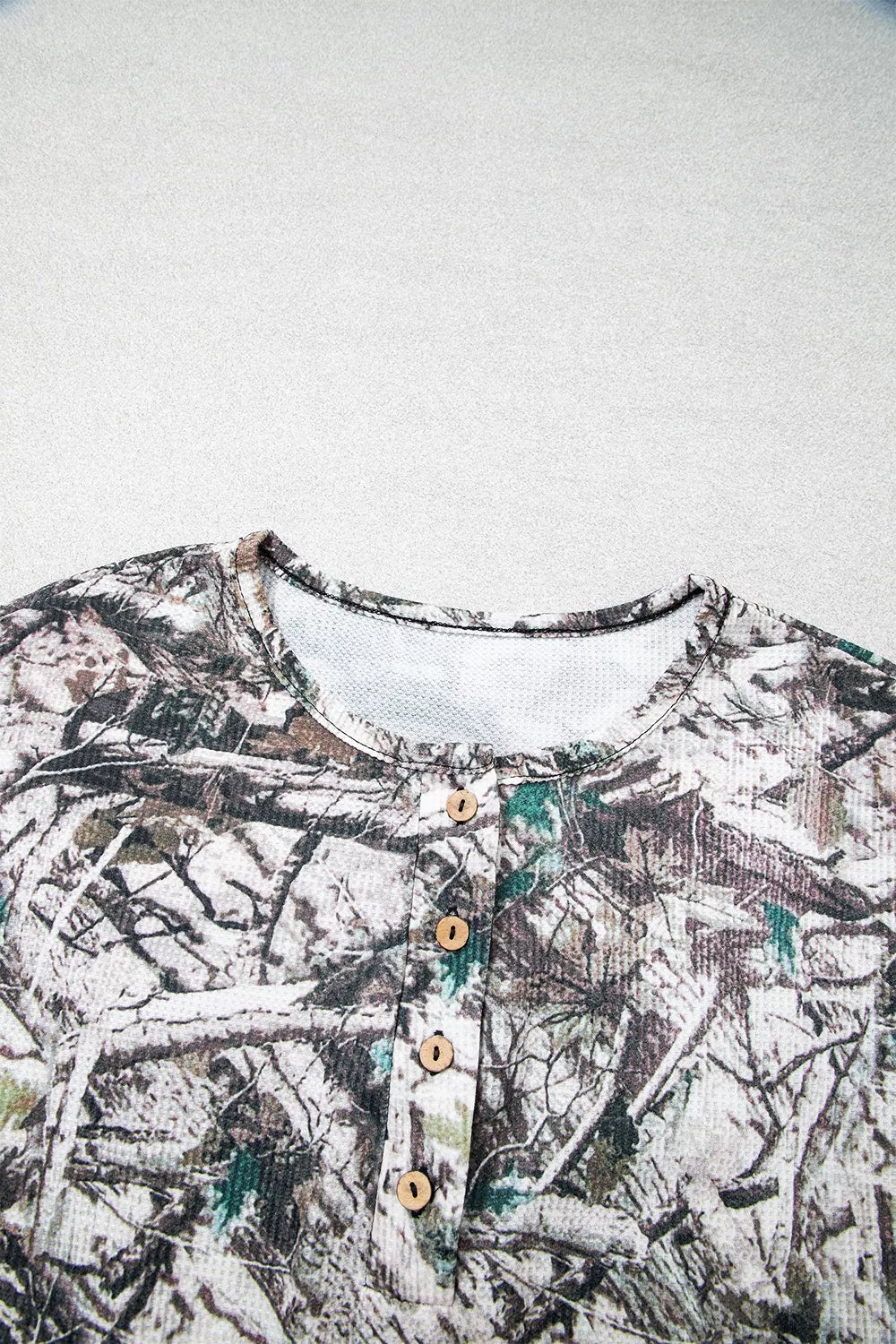 Camo Long Sleeve Top Elastic Waist Shorts Two Piece Set