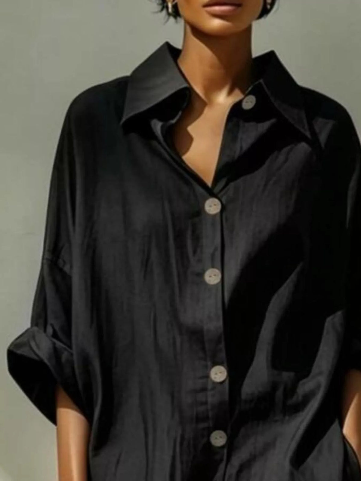 Button-Down Long Sleeve Shirt Dress