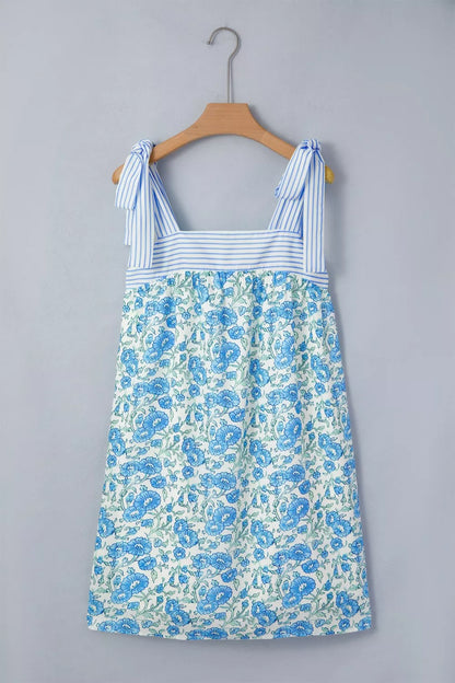 Floral Print Tie-Strap Mini Dress