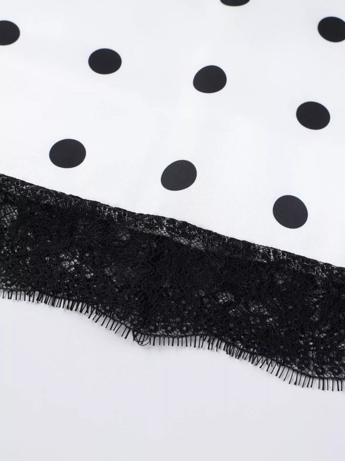 Polka Dot Midi Skirt with Lace Trim