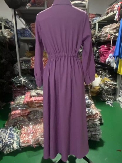 Button-Down Textured Maxi Shirt Dress