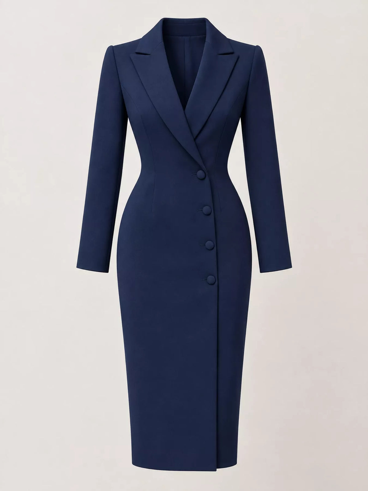Full Size Elegant Single-Breasted Blazer Midi Dress Plus Size