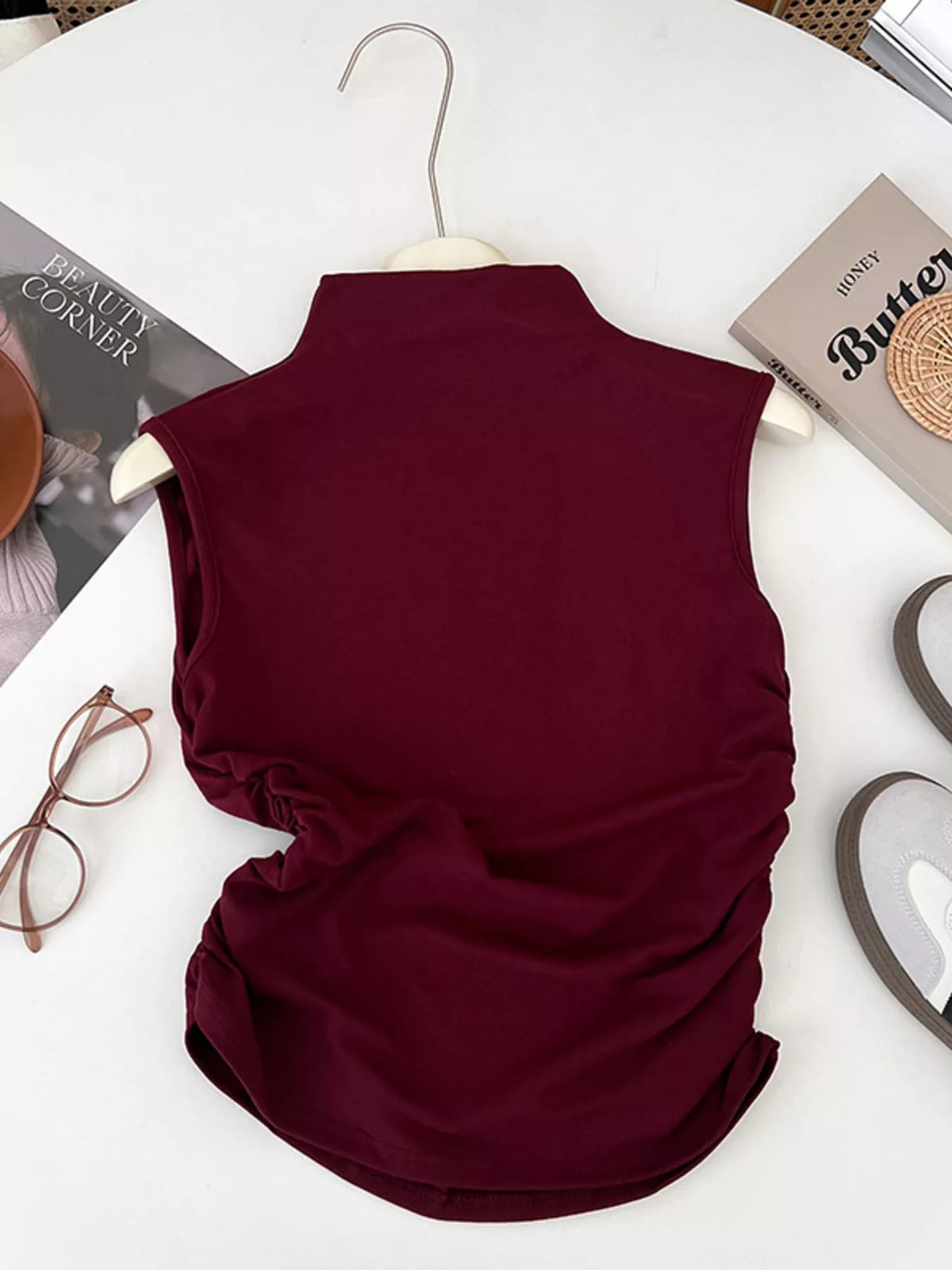 Ruched Mock Neck Tank