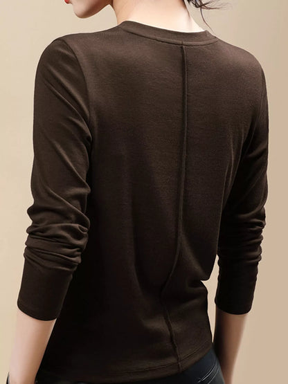 Plus Size Solid Long-Sleeve Crew Neck T-Shirt