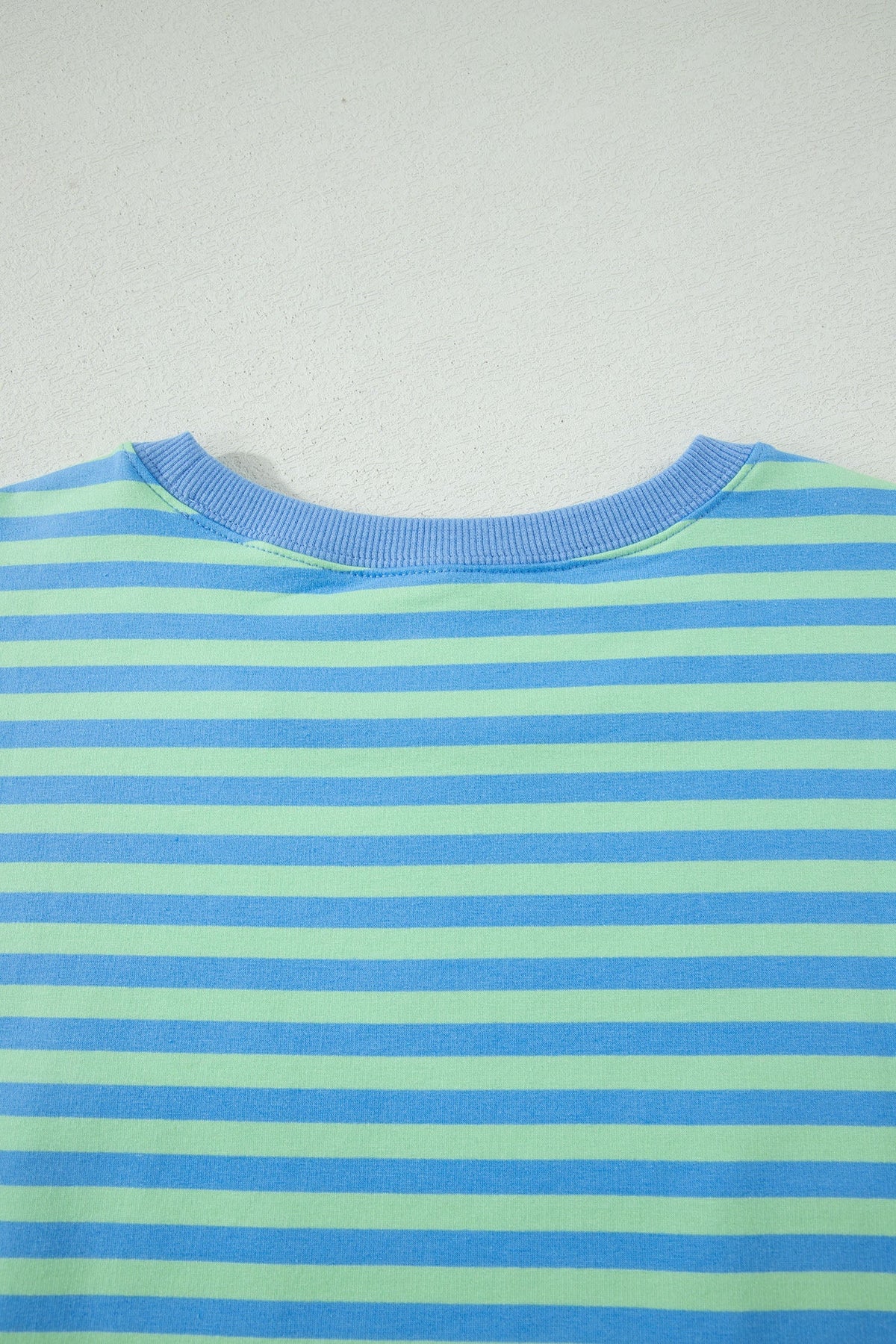 Green Stripe Striped Ribbed Cotton Two-Piece Pant Set with Chest Patch Detail