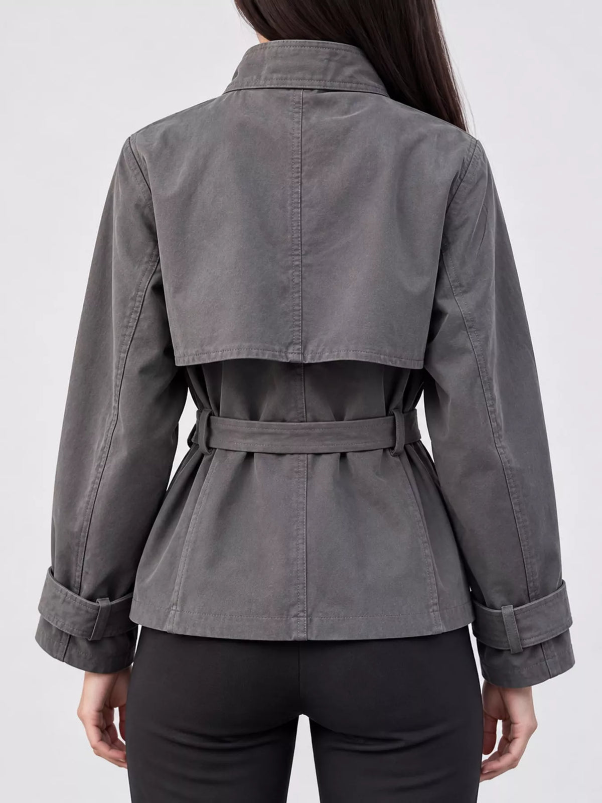Full Size Double-Breasted Belted Trench Outerwear Plus Size