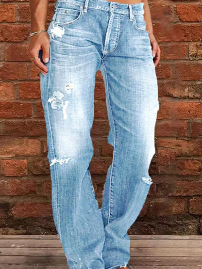 Full Size Distressed Raw Hem Jeans Plus Size