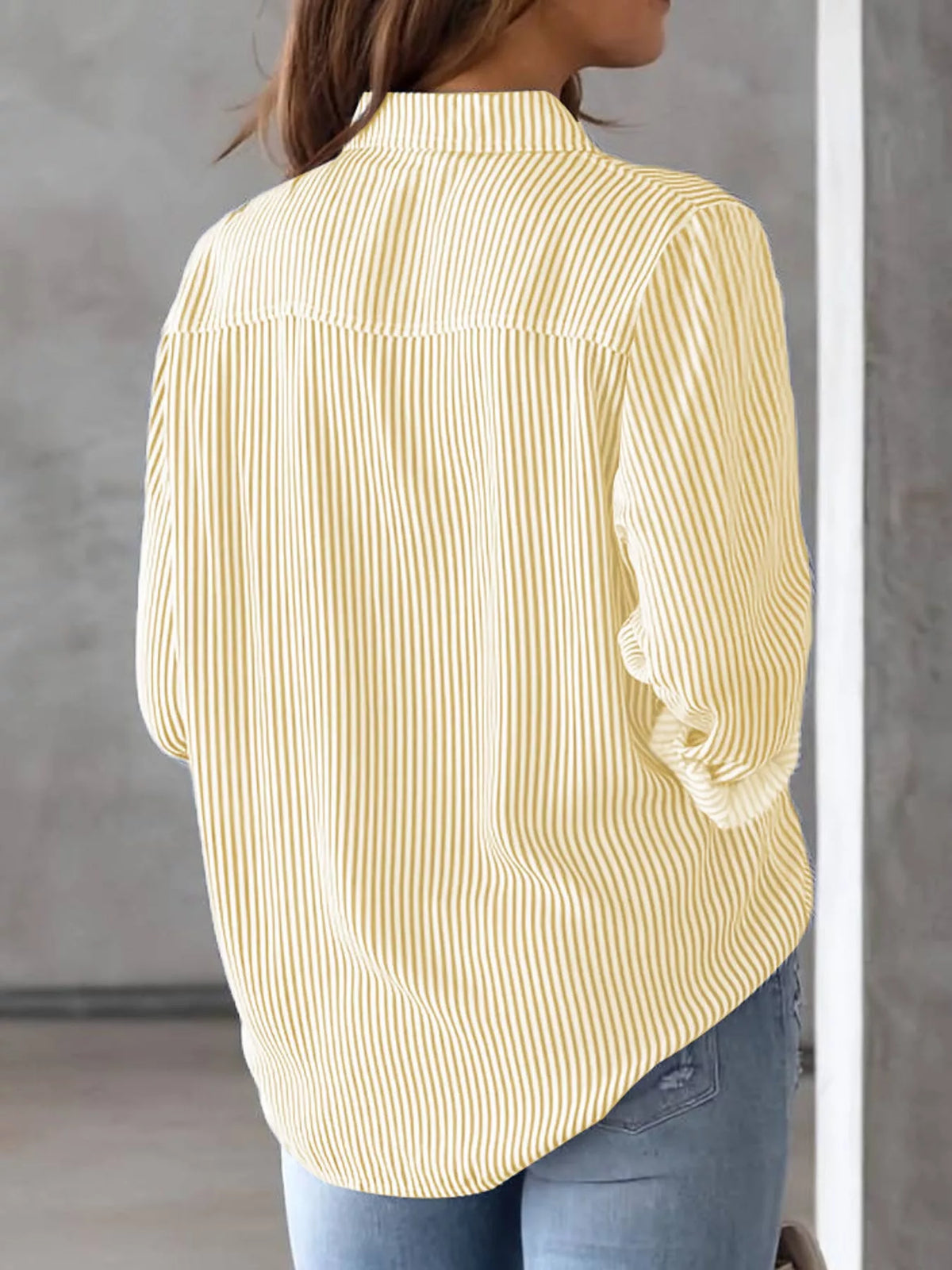 Full Size Striped Button-Down Long Sleeve Shirt Plus Size