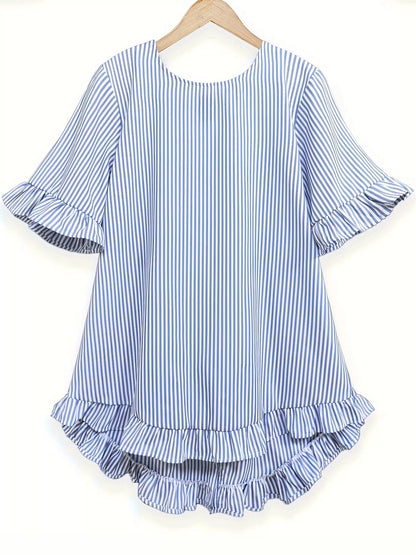 Ruffle Hem Half Sleeve Blouse