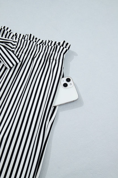 Black Stripe Plus Size Loose Straight Casual Pants