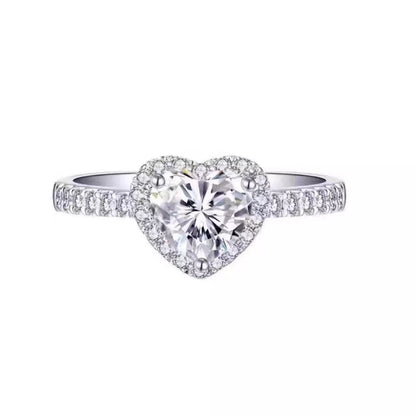 1 Carat Moissanite 925 Sterling Silver Heart Ring