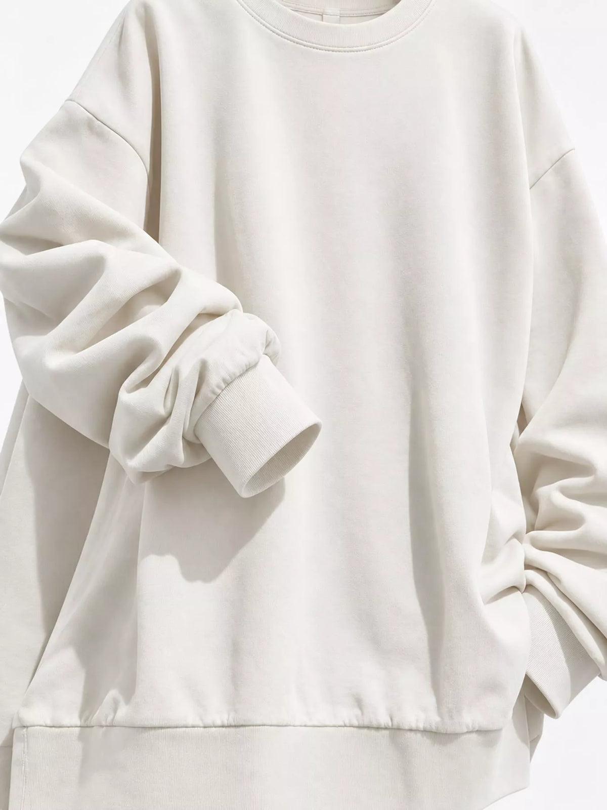Full Size Solid Color Crew Neck Sweatshirt Plus Size