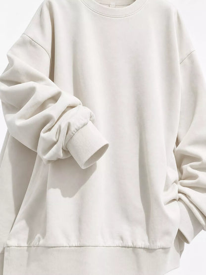 Full Size Solid Color Crew Neck Sweatshirt Plus Size