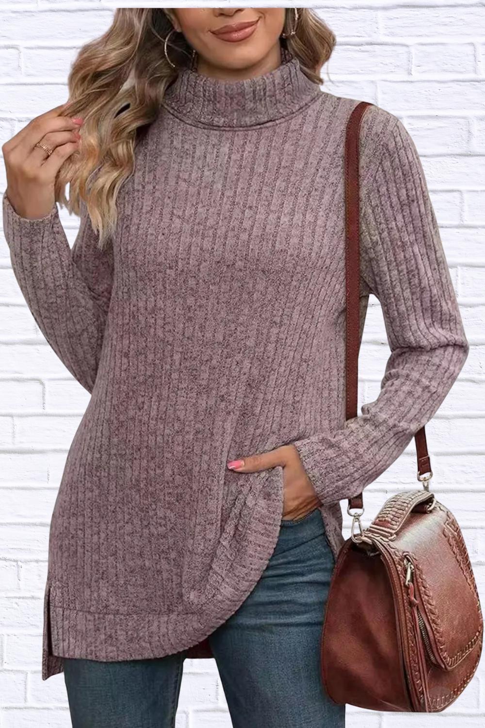 Turtleneck High Low Top