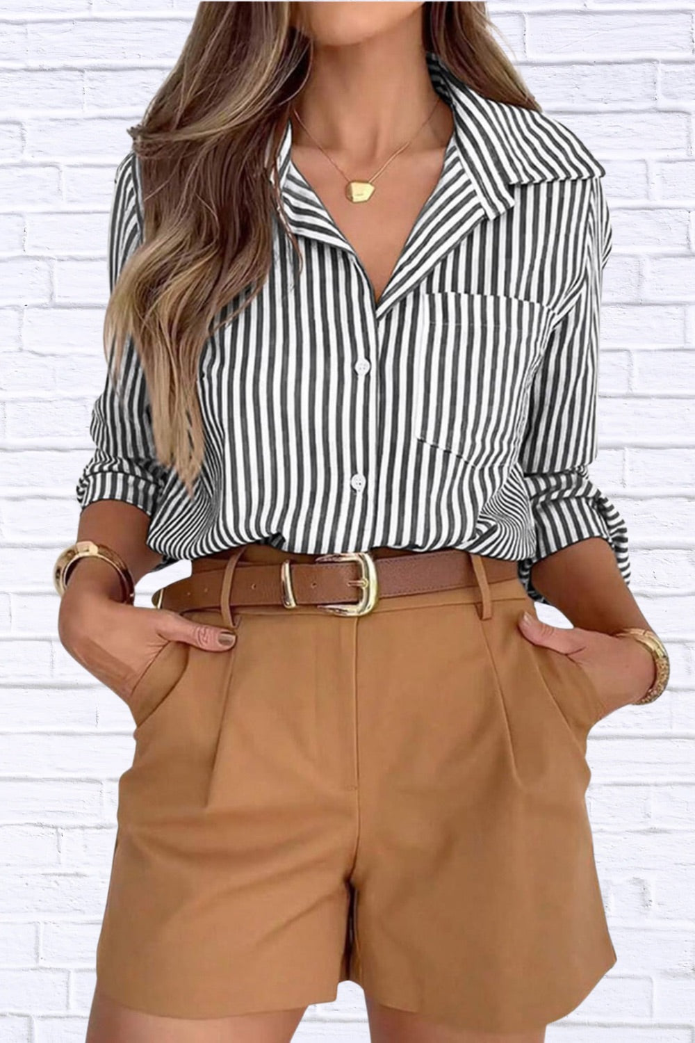 Striped Button-Down Shirt | Classic Women’s Long Sleeve