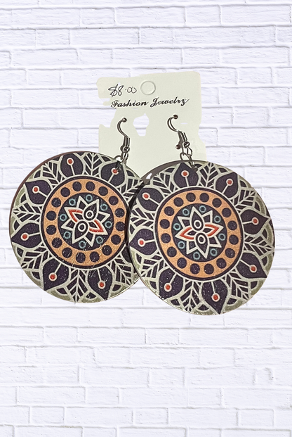 Vibrant Abstract Round Dangle Earrings Mandilon
