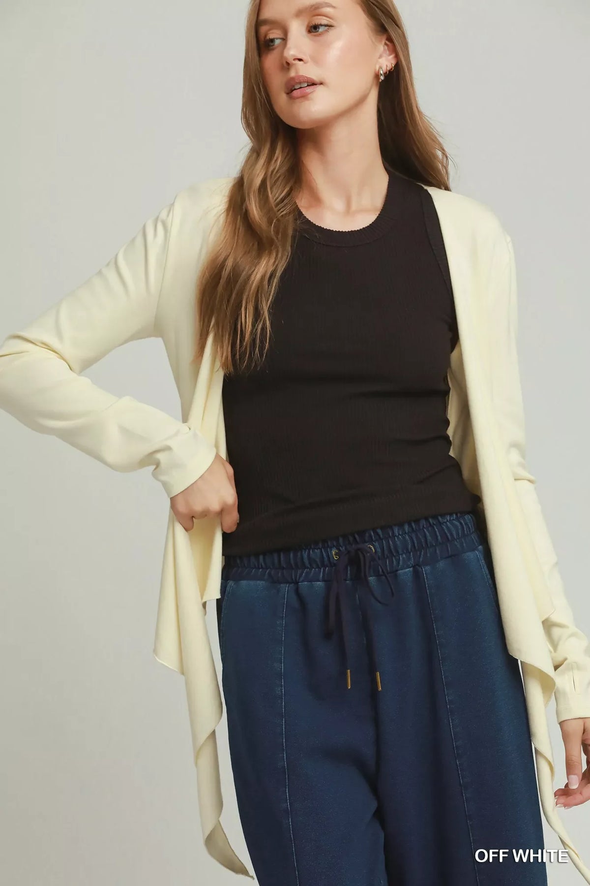 Umgee Cotton Viscose Long Sleeve Wrap Cardigan
