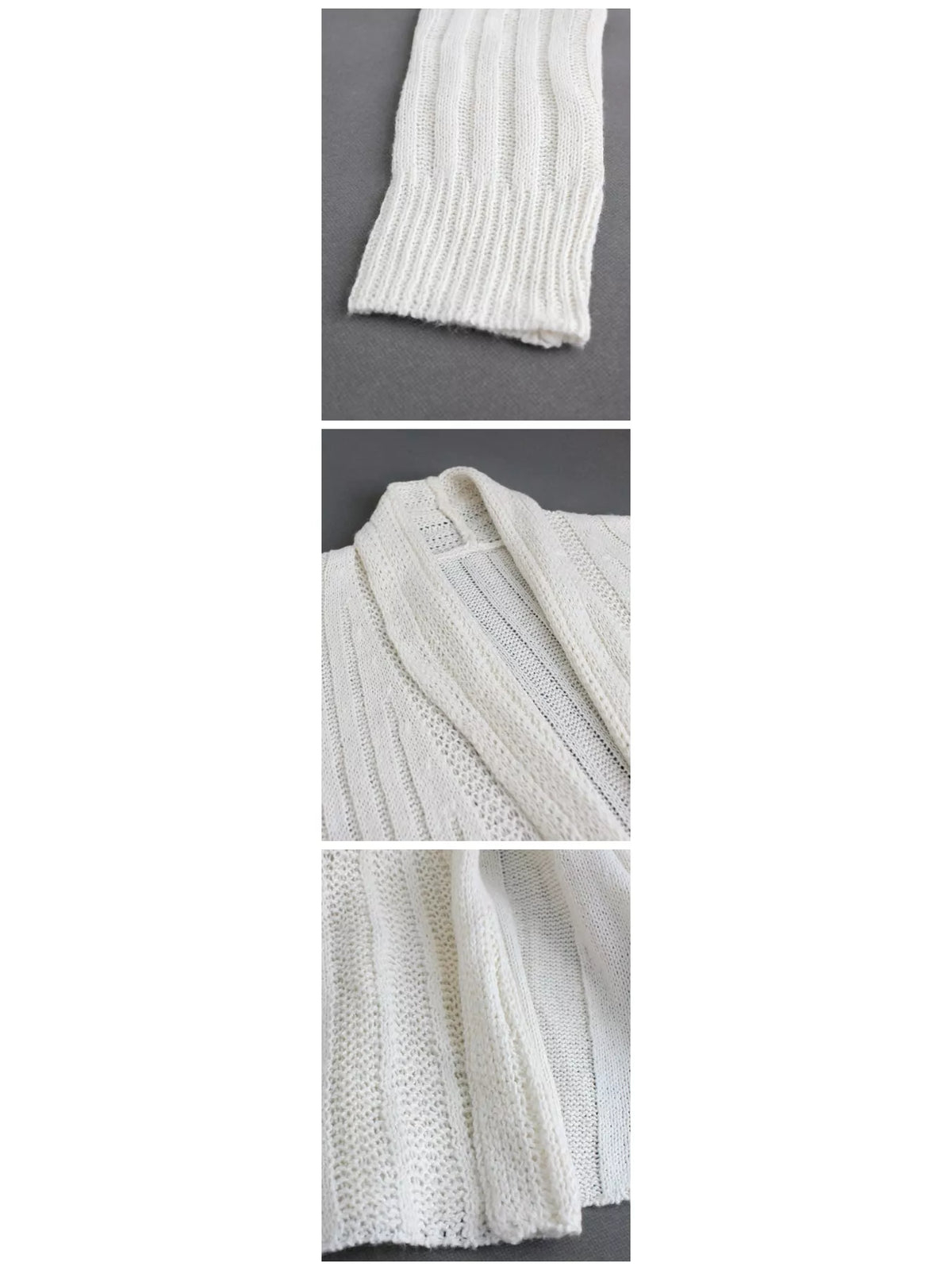 Elegant Ribbed Knit Open Front Flared Cardigan