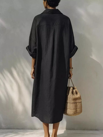 Button-Down Long Sleeve Shirt Dress
