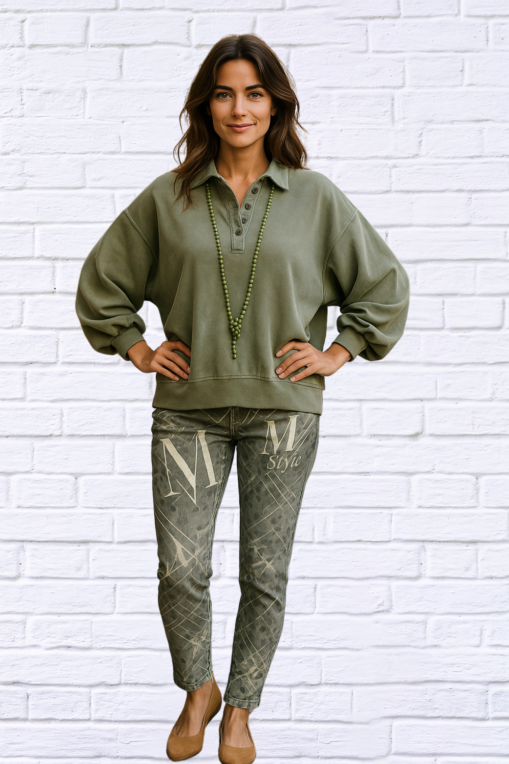 Washed French Terry Top - Long Sleeve large