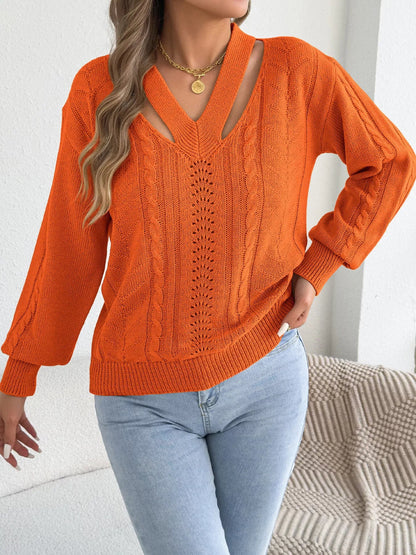 Cut-Out Cable Knit Sweater