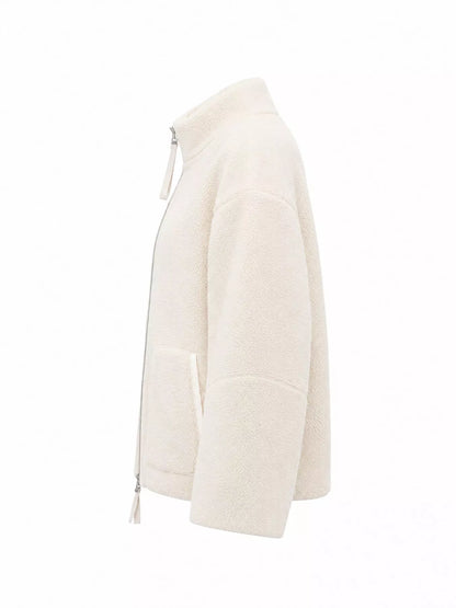 Oversized Cozy Sherpa Fleece Zip-Up Jacket