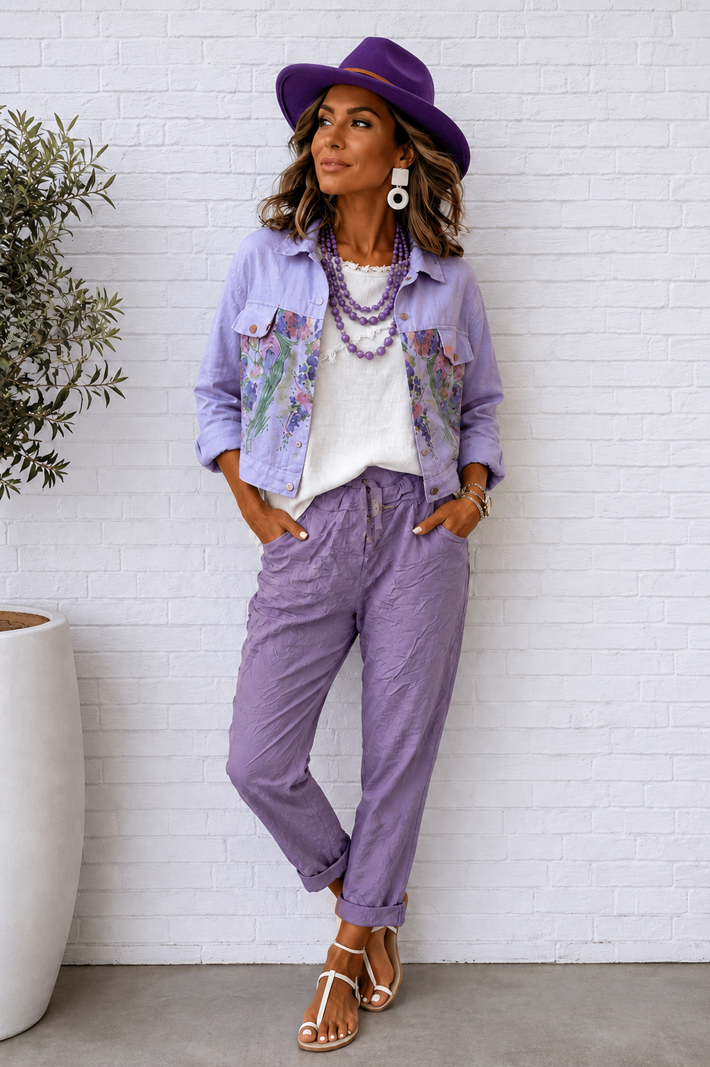 One Size Cotton Sateen Pants for Women | Boutique Wide Leg Pants