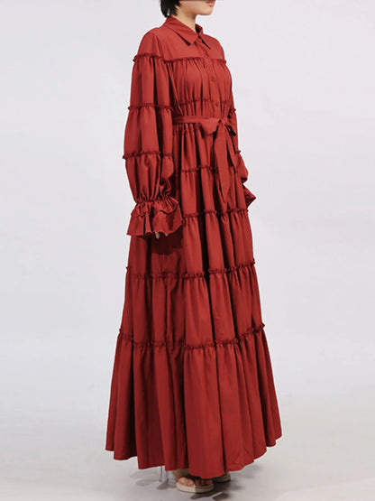 Tiered Tie Waist Maxi Dress
