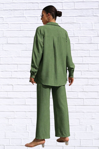 Button Up Shirt & Pants Set | Women’s Matching Outfit