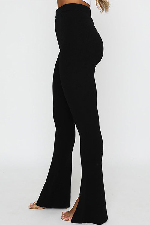 High Rise Slit Bell Bottoms Skinny Pants