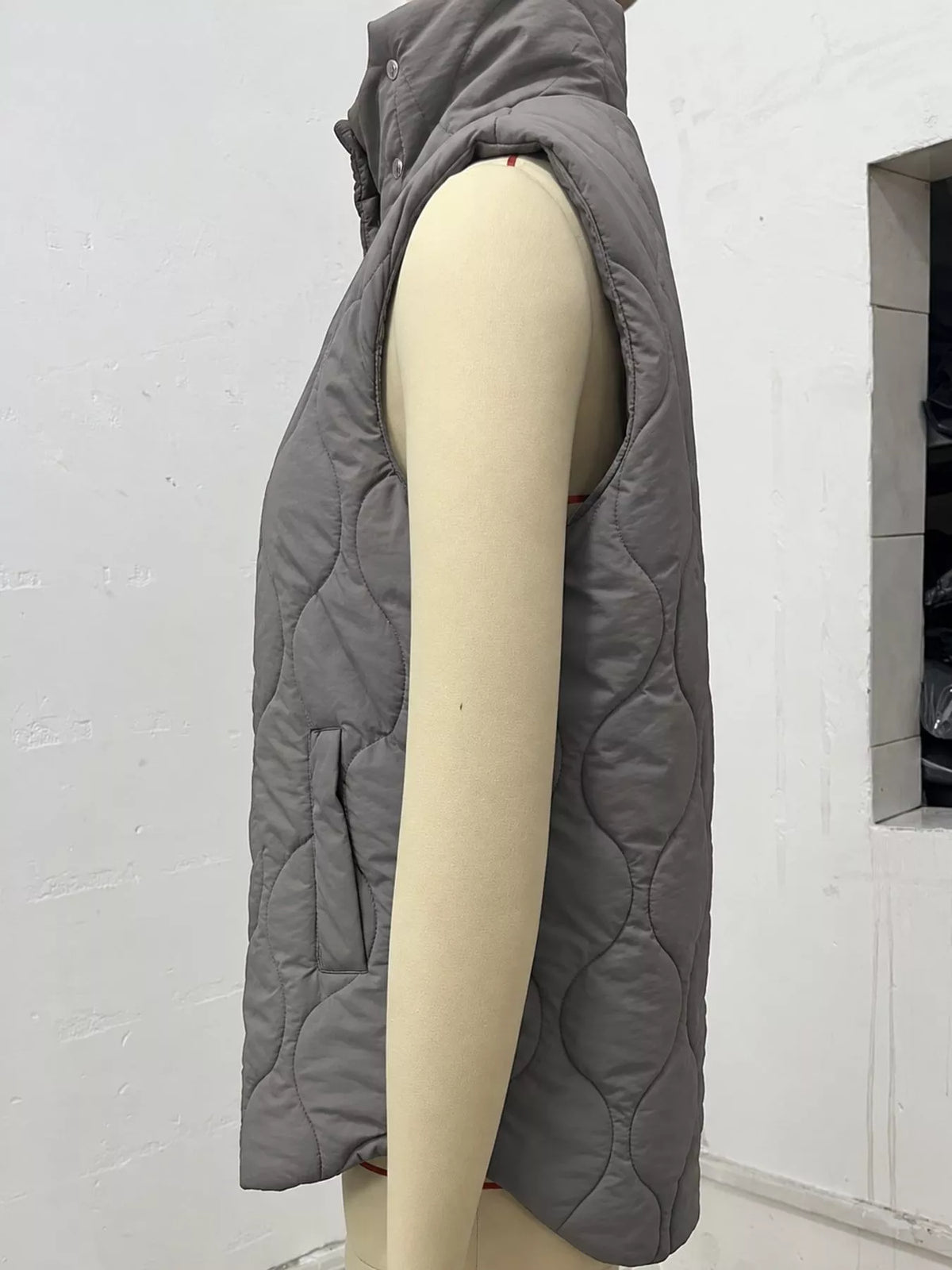Quilted Snap Button Vest Coat