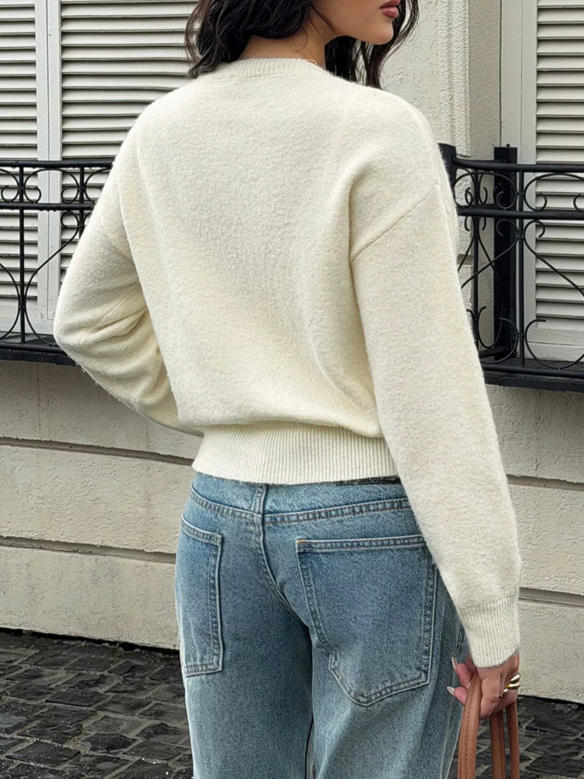 Button-Down Dropped Shoulder Cardigan