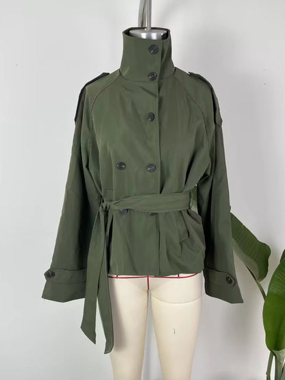 Full Size Double-Breasted Belted Trench Outerwear Plus Size