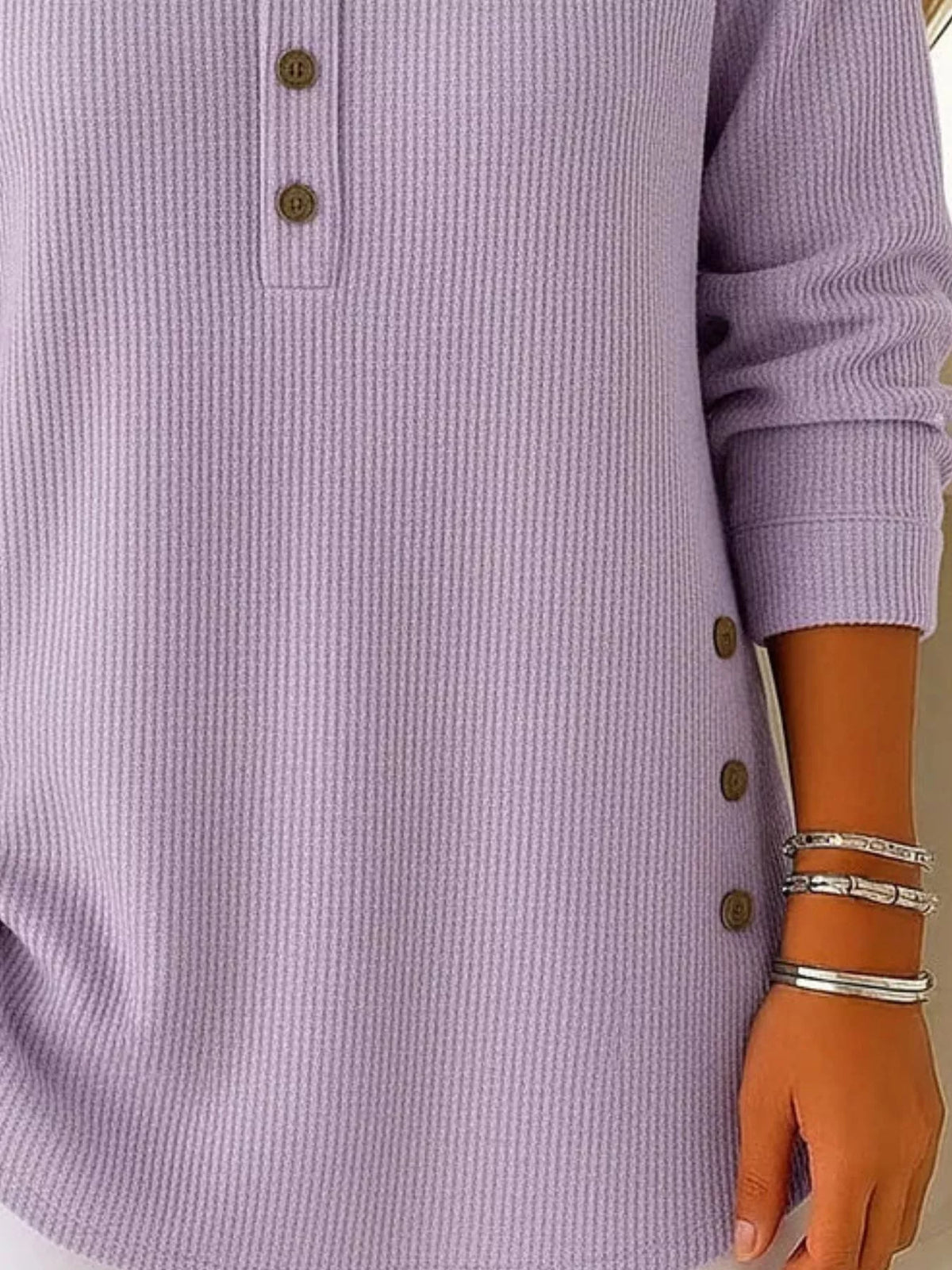 Full Size Button Detail Corduroy Top Plus Size