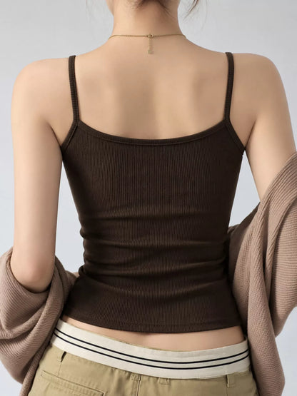 Slim-Fit Ribbed Square Neck Cami Top