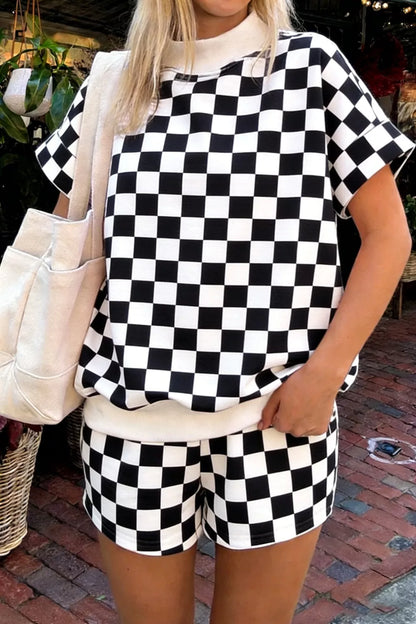 Checkerboard Short Sleeve Tee and Shorts Set