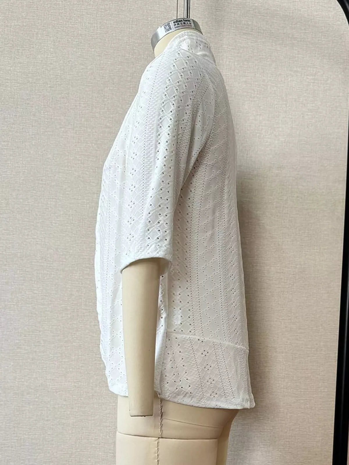 Eyelet Open-Front Cardigan