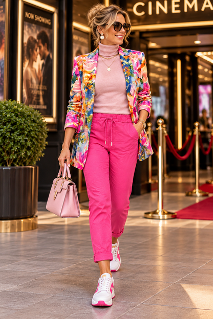 Floral Print Blazer for Women | Colorful Button-Up Jacket