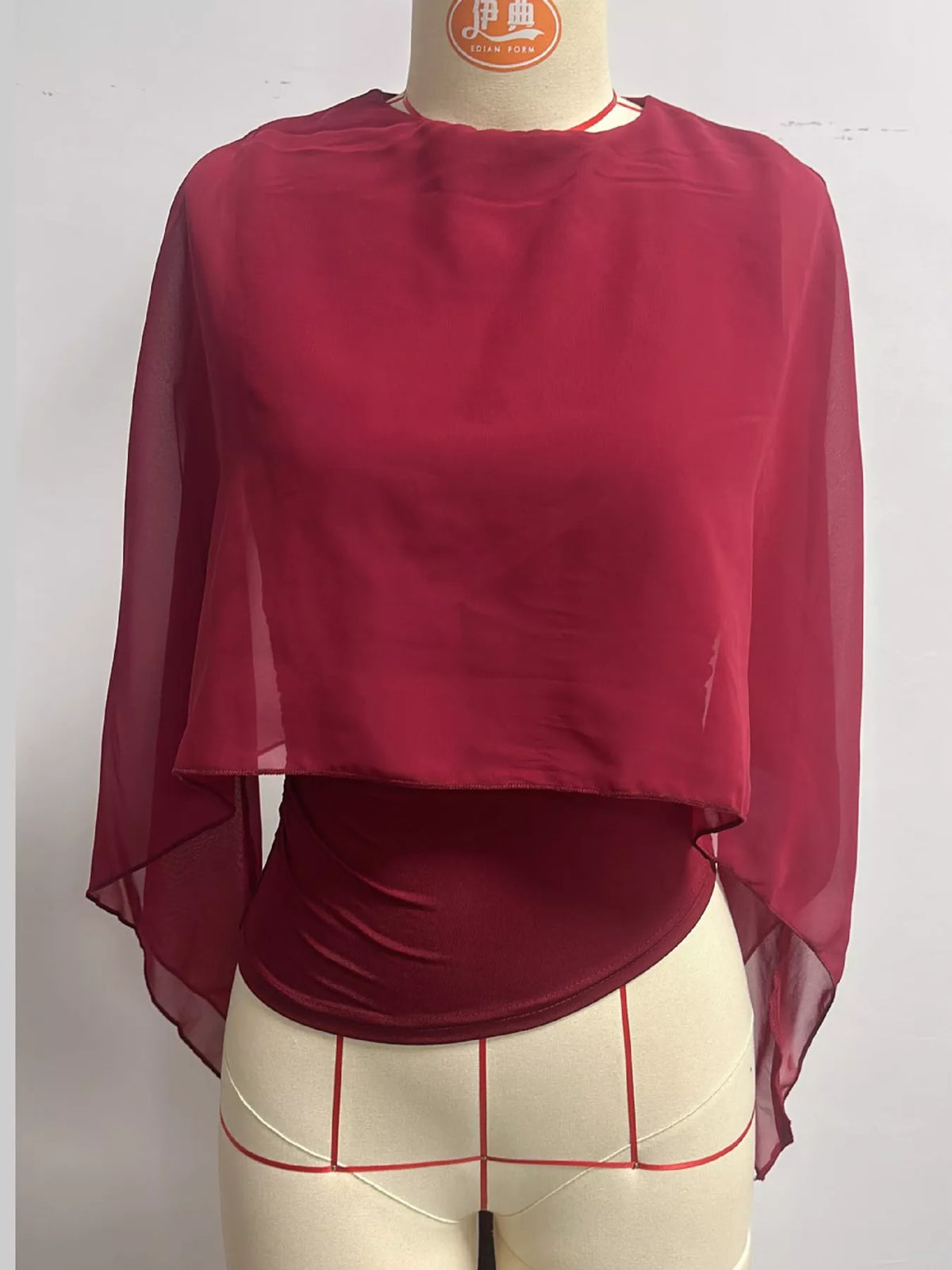 Cape Sleeve Round Neck Blouse