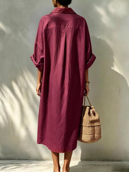 Button-Down Long Sleeve Shirt Dress