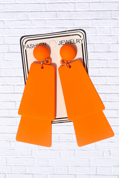 Untitled Bold Geometric Drop Earrings – Statement Fashion Jewelry Orange