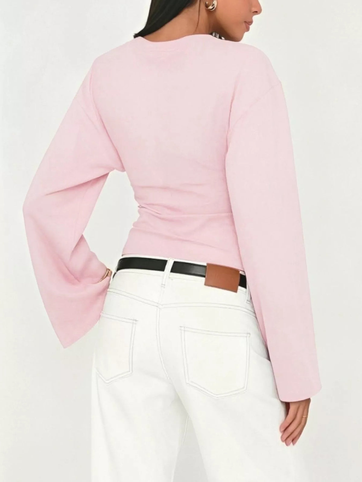 V-Neck Flare Sleeve Blouse