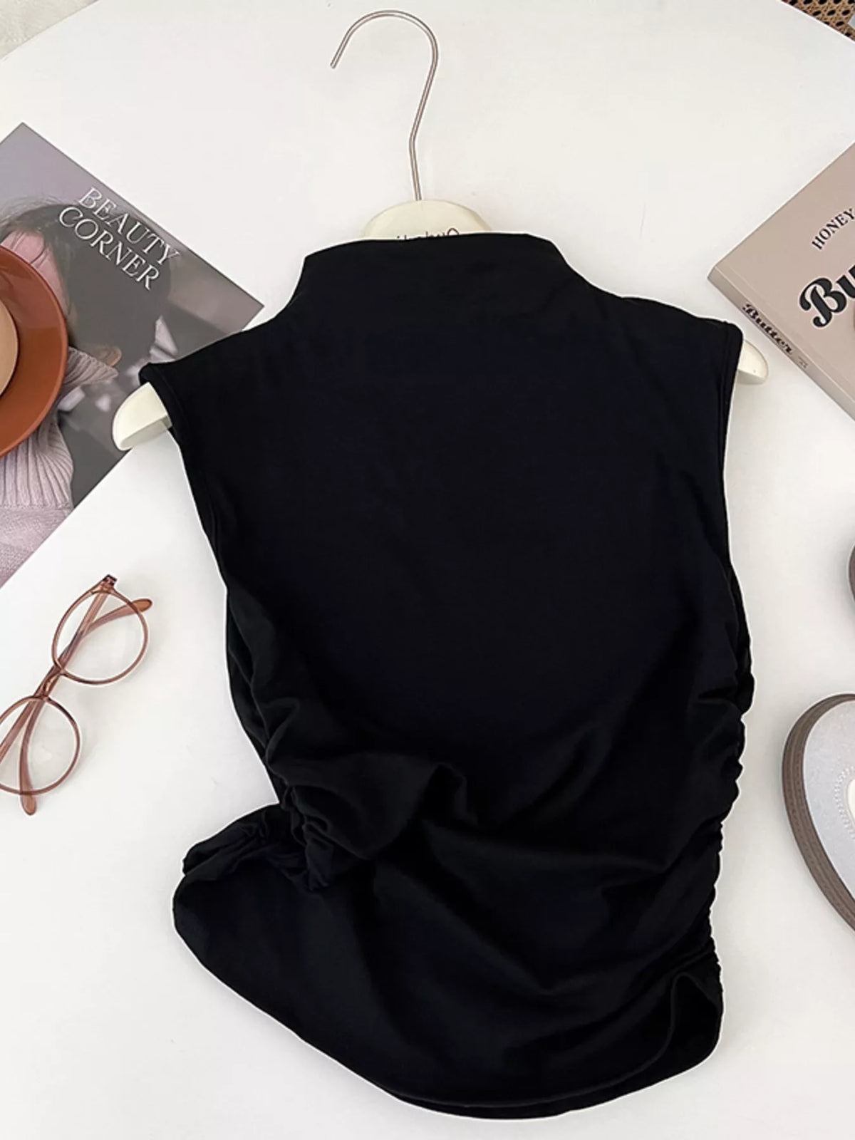 Ruched Mock Neck Tank