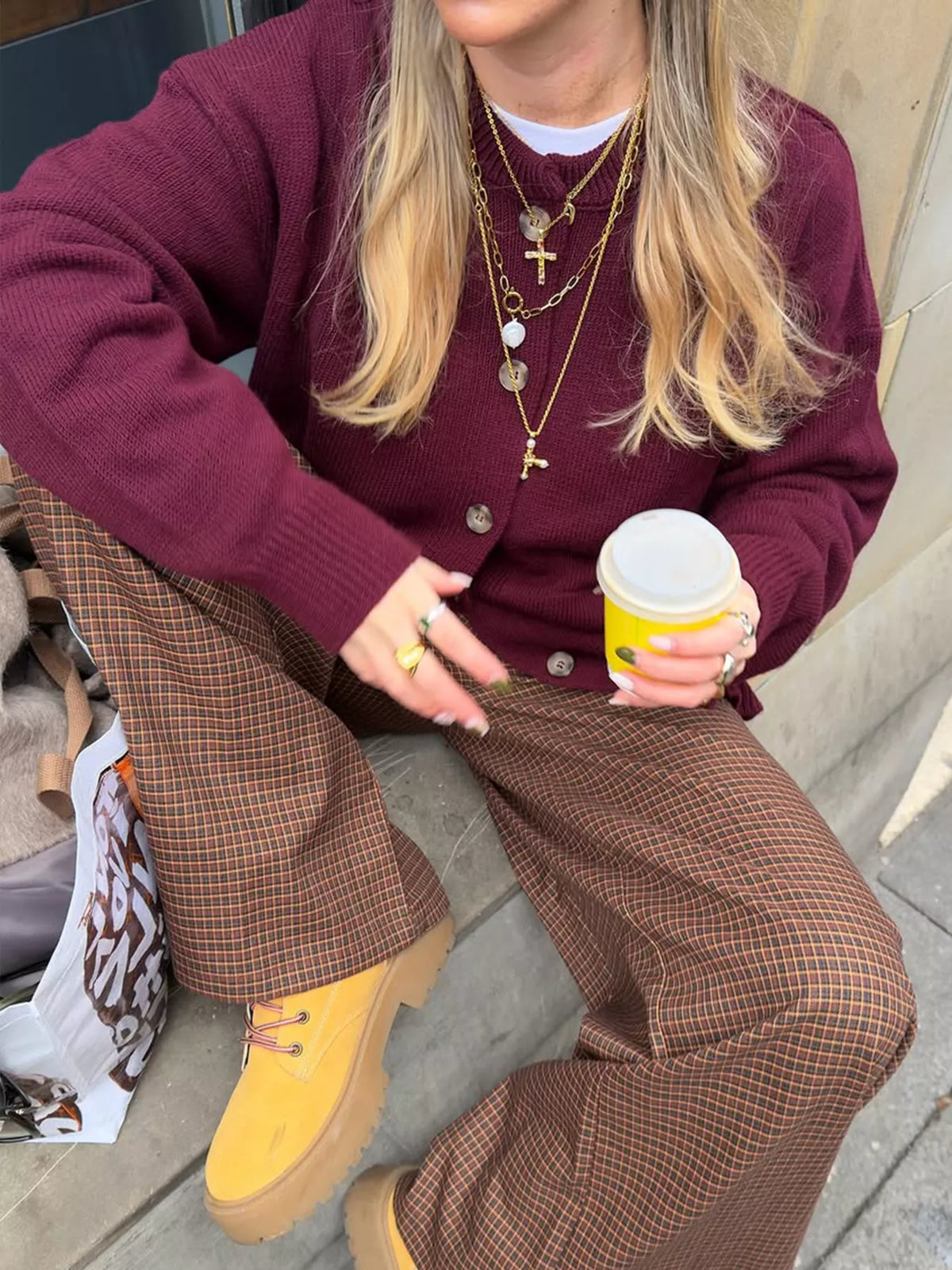 Button Up Dropped Shoulder Cardigan