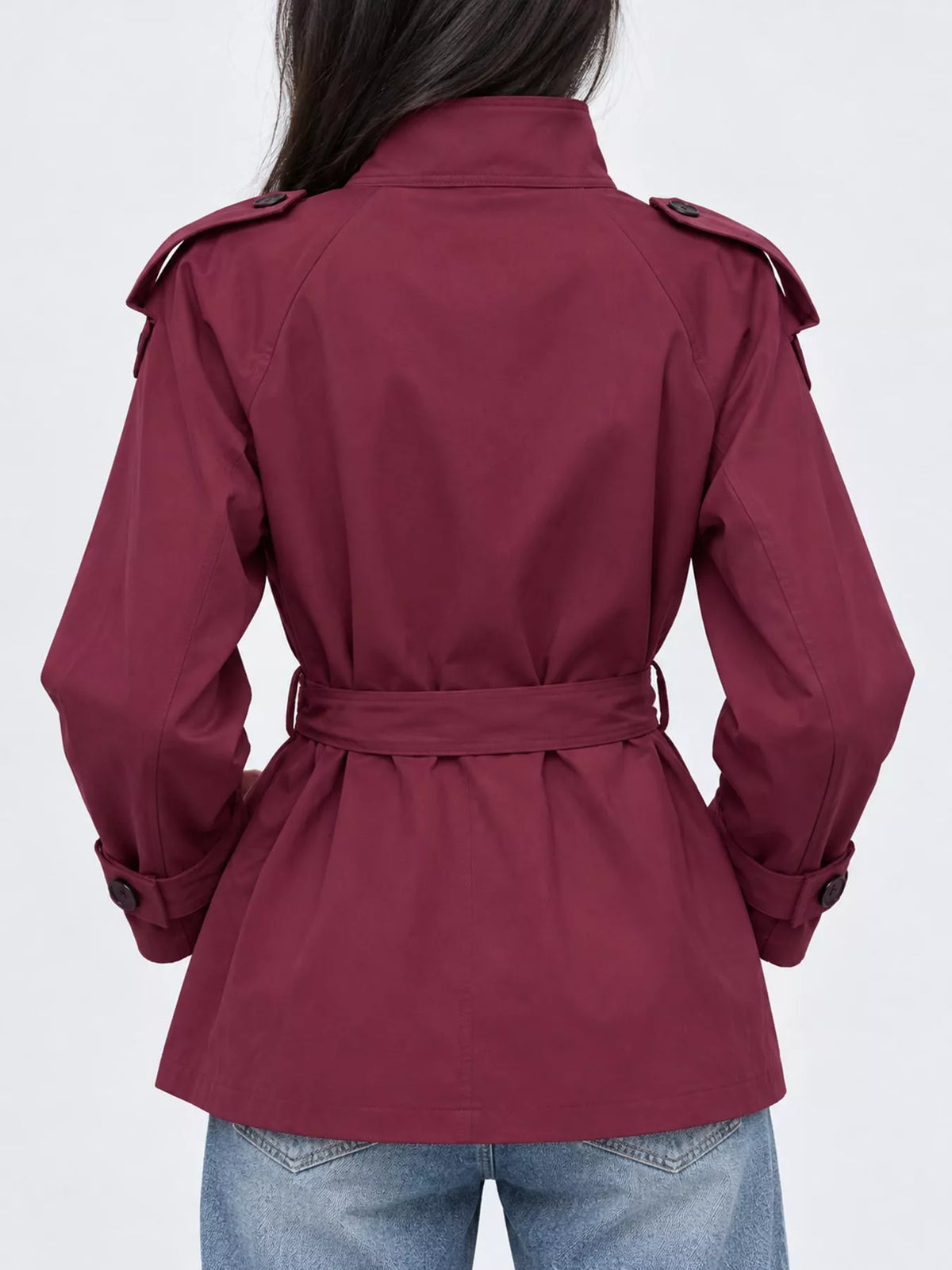 Full Size Double-Breasted Belted Trench Outerwear Plus Size