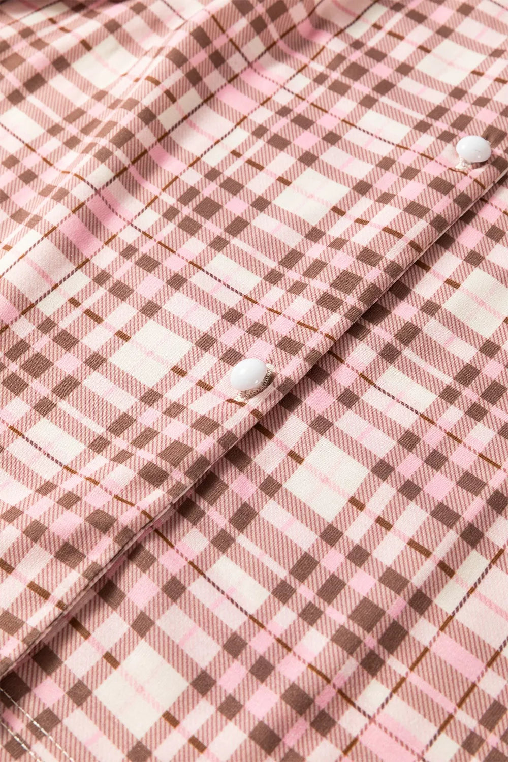 Plaid Patch Pockets Long Sleeve Lounge Set