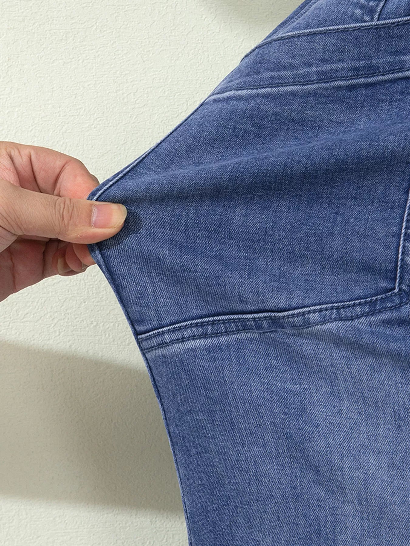Drawstring Waist Ankle Length Casual Jeans Regular Fit Pocket Detail Jeans