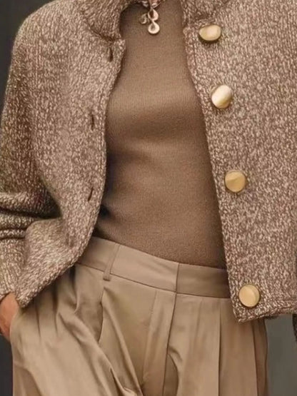 Plus Size Button-Down Long Sleeve Cardigan